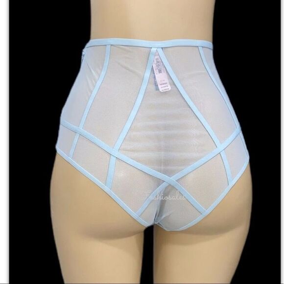 Victorias Secret Very Sexy LUXE Embroidered Mesh High Waist Zip Cheeky Panty M - Picture 1 of 6